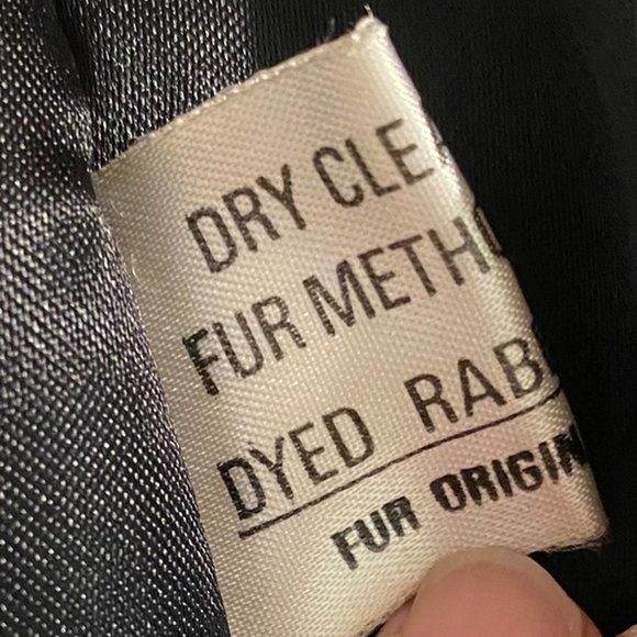 VGUC Vintage Black Dyed Rabbit Fur Jkt-Sz S,Attchd scarf, nice, pretty coat! - Picture 10 of 10